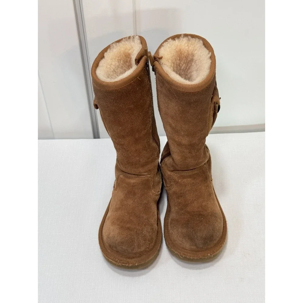 UGG Childs Australia 1968 RETRO CARGO Sheepskin Lined Tall Boots Chestnut Sz‎ 10